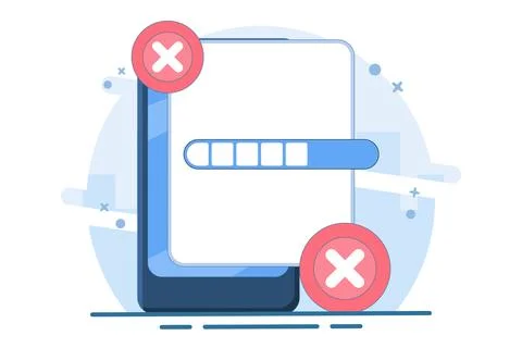 Failed process concept. unsuccessful and error. Stock Illustration