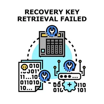 Failed recovery key retrieval for data encryption access Stock Illustration