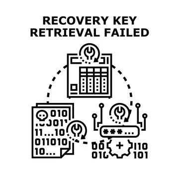 Failed recovery key retrieval for data encryption access Stockillustratie