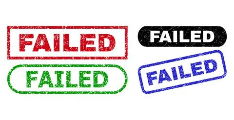 FAILED Rectangle Seals with Grunged Style Illustrazione stock