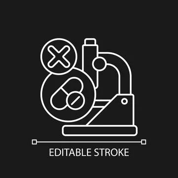 Failed research white linear icon for dark theme Stock Illustration