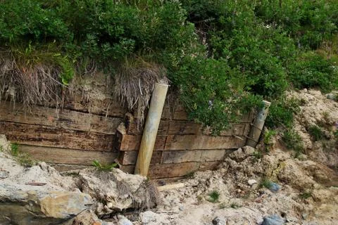 Failed retaining wall Stock Photos