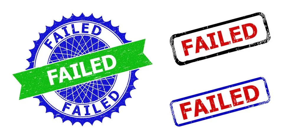 FAILED Rosette and Rectangle Bicolor Seals with Unclean Styles Stock Illustration