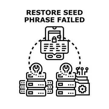Failed seed phrase restoration for crypto wallet Illustrazione stock