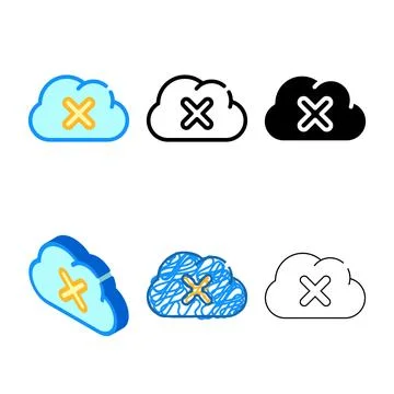 Failed simplified access cloud storage color icon vector Stock Illustration