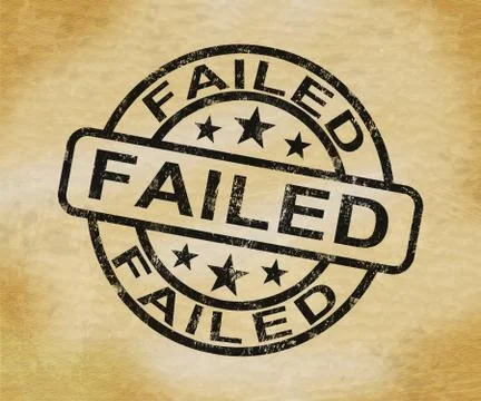 Failed stamp shows failure of system or service - 3d illustratio Illustrazione stock