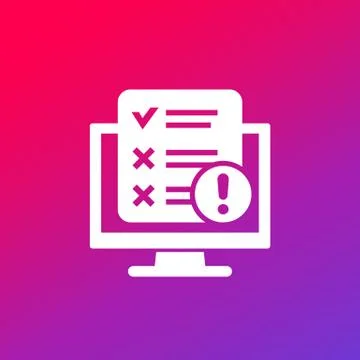 Failed test icon with computer Illustrazione stock