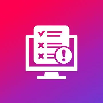 Failed test icon with computer Stock Illustration