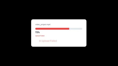 Failed upload progress bar shows 72 percent completed on screen Vídeos de archivo 334023093