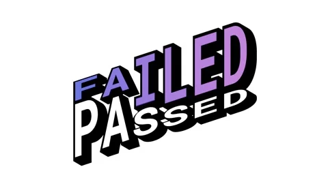 FAILED vs PASSED, 3D Text Animation in Isometric View with Opposite Word Motion Stock Footage 314263457