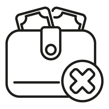 Failed wallet icon outline vector. Error card Ilustración de archivo