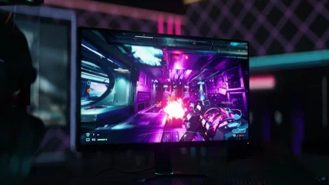 Failing to clear the area in the PC gaming first-person action shooter simulator Stock Footage 240632254