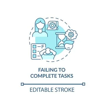 Failing to complete tasks concept icon Stock Illustration