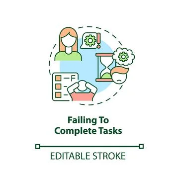 Failing to complete tasks concept icon Stock Illustration