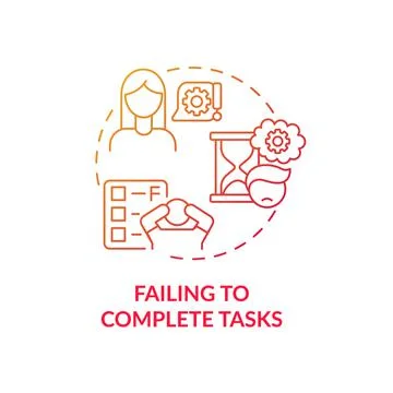 Failing to complete tasks concept icon Stock Illustration