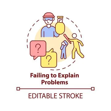 Failing to explain problems concept icon 库存插图