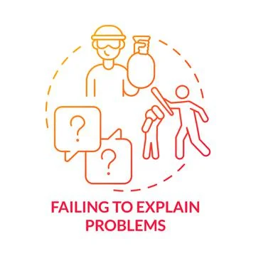 Failing to explain problems red gradient concept icon Stock Illustration