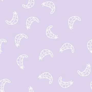 Failing feather soft fluffy line seamless pattern Stock Illustration