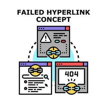 Failing hyperlink concept with broken connection error 库存插图