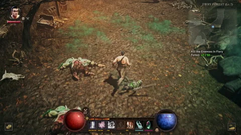 Failing to kill the huge golem monster in a pc adventure game challenge Stock Footage 277728052