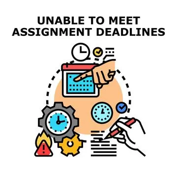 Failing to meet assignment deadlines, time management concept Stock Illustration