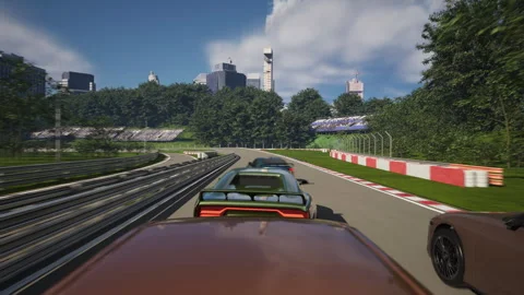 Failing to win the digital competition race challenge with a quick sport car Stockbeeldmateriaal 279239815