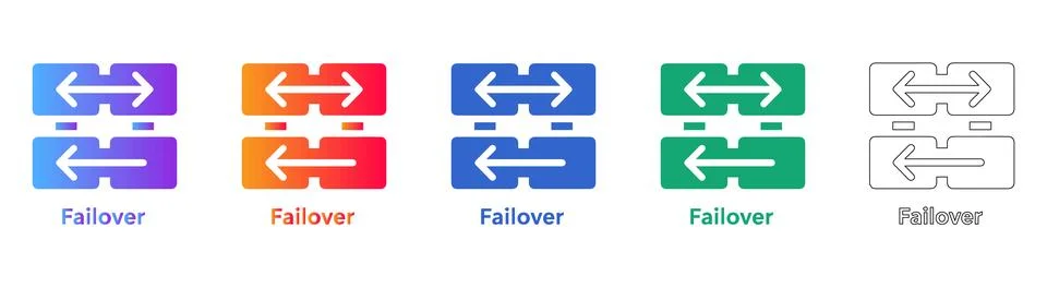 Failover System Connectivity Icon Set Stock Illustration