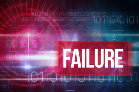Failure against blue technology design with binary code Stock Illustration