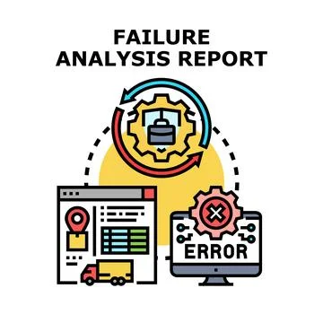 Failure analysis report illustrating problem investigation process Stock Illustration