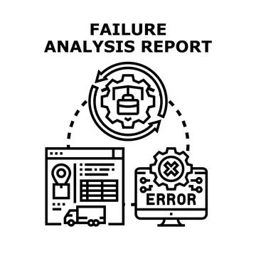 Failure analysis report illustrating problem investigation process Stock Illustration