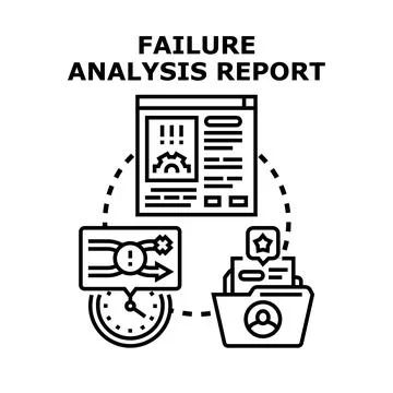 Failure analysis report vector creating business problem solution Illustrazione stock