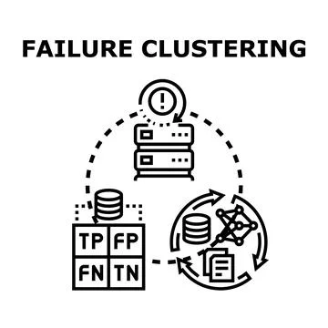 Failure clustering detecting system anomalies with data analysis Illustrazione stock