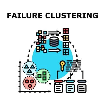 Failure clustering representing data analysis and error management Stockillustratie