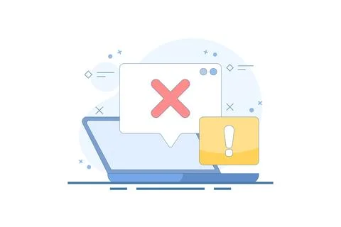 Failure concept, system error, failed, rejected, wrong, error. Stock Illustration