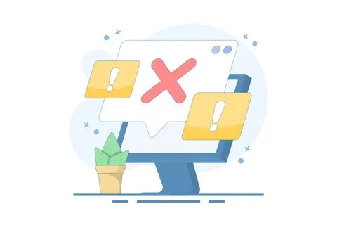 Failure concept, system error, failed, rejected, wrong, error. Stock Illustration