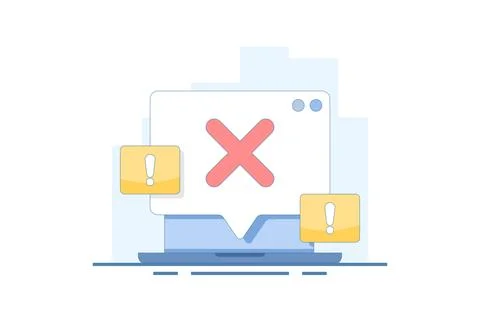 Failure concept, system error, failed, rejected, wrong, error. Stock Illustration