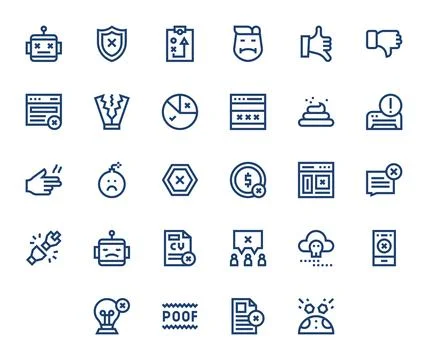 Failure Exclusive Vector Set featuring 28 Bold Line Editable High Resolutio.. Stock Illustration