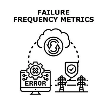 Failure frequency metrics measuring system uptime Illustrazione stock