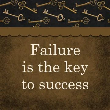 Failure is the key to success message with gold keys Stock Illustration