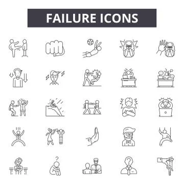 Failure line icons for web and mobile design. Editable stroke signs. Failure Stock Illustration