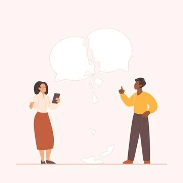 Failure problem and miscommunication of negotiation, people with broken speech Stock Illustration