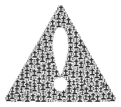 Failure Triangle Sign Pattern of Cemetery Icons Illustrazione stock