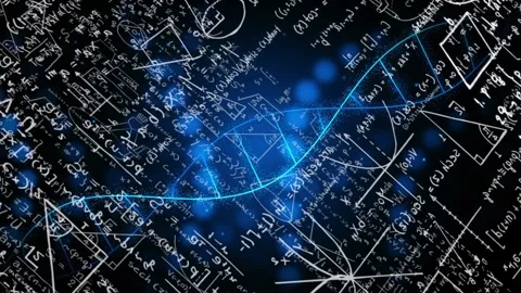 Faint blue line appearing, tracing sine strand across chalkboard, showing math Stock Footage 335761594