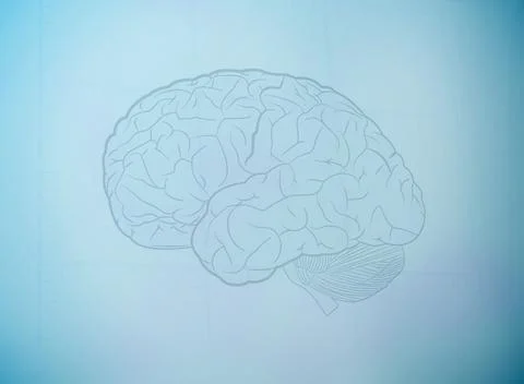 Faint brain on blue background Stock Illustration