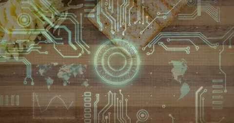 Faint central glow sharpening into HUD, holographic ring forming and mapping Stock Footage 326410305