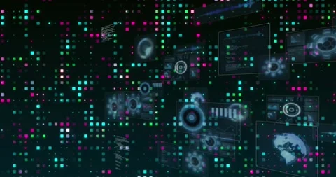 Faint circles emerging right starting clear panels sliding, rotating, scaling to Stock Footage 320651478