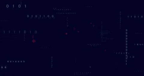 Faint cyan ticks starting motion, colorful shapes orbiting, pulsing over code, Stock Footage 326882054