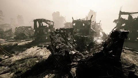 Faint forms and broken remnants blend into dusky twilight atmosphere Stock-Footage 342925831