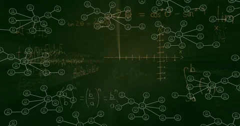 Faint orange chalk emerging on chalkboard, nodes expanding, graph updating to Stock Footage 317741431