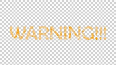 Faint orange 'WARNING!!' text with subtle texture on transparent checkered .. Stock Illustration